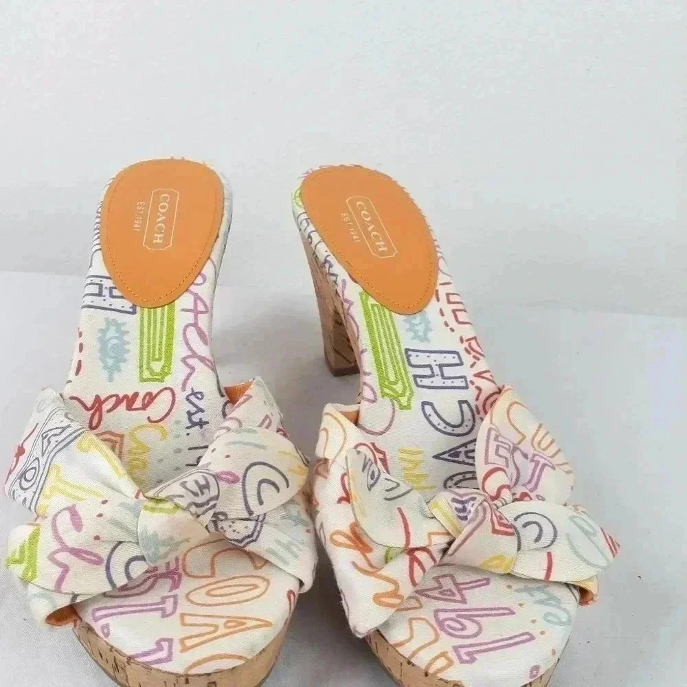 Coach Kork open toe heels Size 6.5 - Picture 4 of 8